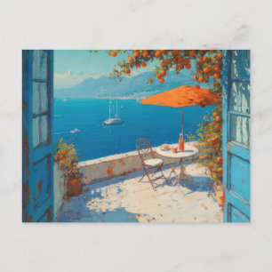 Carte postale d'art côtier à l'aquarelle 
