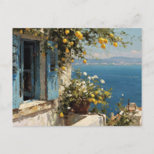 Carte postale d'art côtier à l'aquarelle