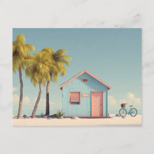 Carte postale d'art de cabane de plage minimaliste