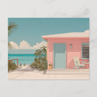 Carte postale d'art de cabane de plage minimaliste