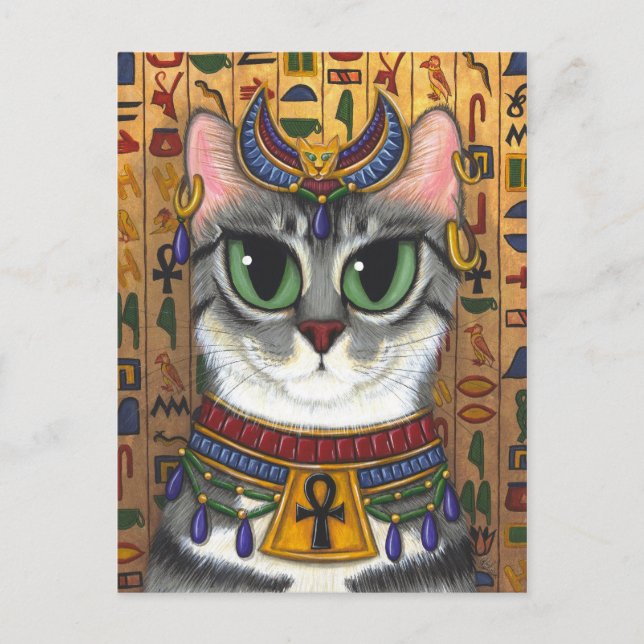 Carte postale d'art de chat de Bastet d'Egyptienne (Devant)