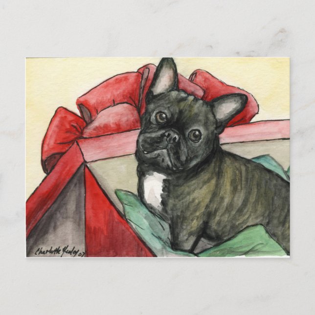 Carte postale d'art de chien Bouledogue Français (Devant)