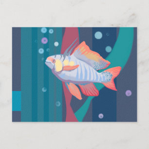 Carte postale d'art de poissons Perche Animaux aqu