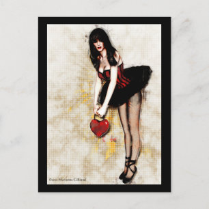 Carte postale d'art gothique au coeur noir