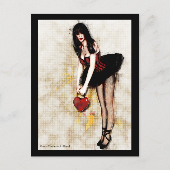 Carte postale d'art gothique au coeur noir (Devant)