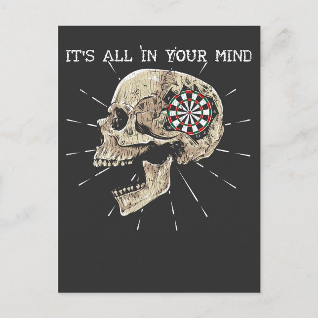 Carte Postale Darts Skeleton Dartboard Illustration du crâne (Devant)