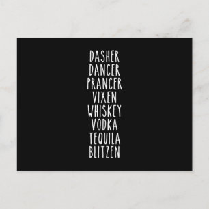 Carte Postale Dasher Dancer Prancer Vixen Whiskey Vodka Tequila
