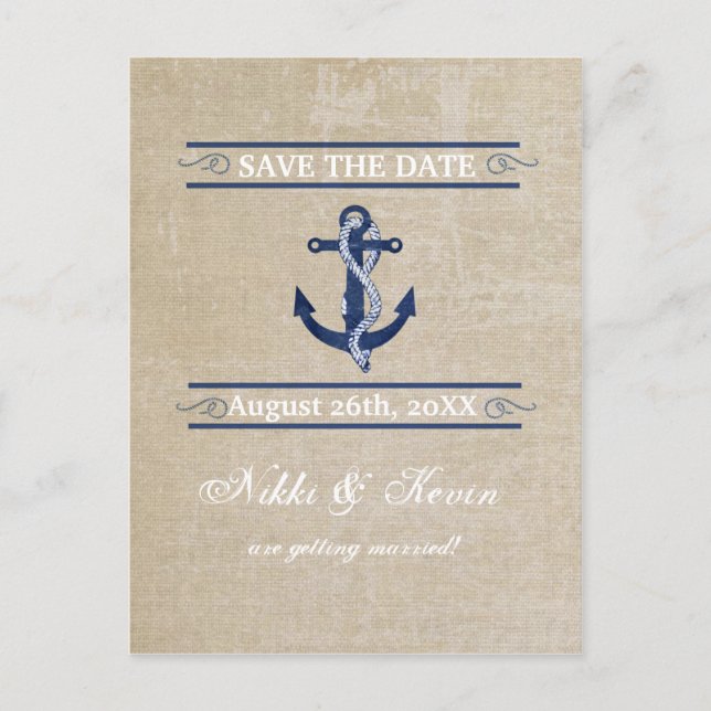 Carte postale Date de sauvegarde du Mariage nautiq (Devant)