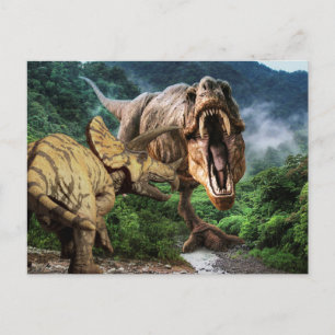 Carte postale d'attaque de dinosaure Tyrannosaurus