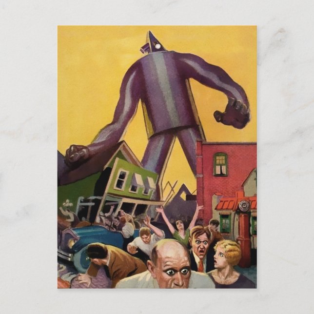 Carte postale d'attaque robotique vintage (Devant)