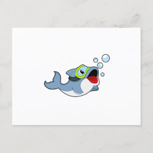 Carte Postale Dauphin à la plongée avec bulles d'eau.PNG