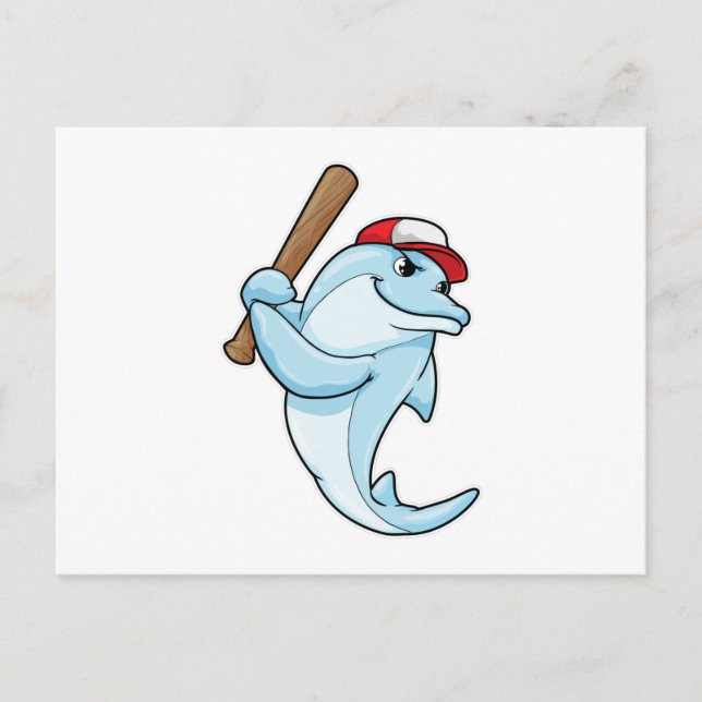 Carte Postale Dauphin au baseball en tant que batteur (Devant)