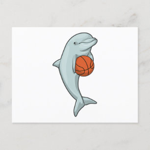 Carte Postale Dauphin au sport de basket-ball