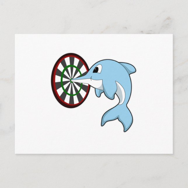 Carte Postale Dauphin aux fléchettes avec Dartboard (Devant)