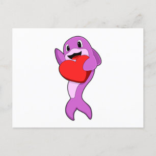 Carte Postale Dauphin avec coeur