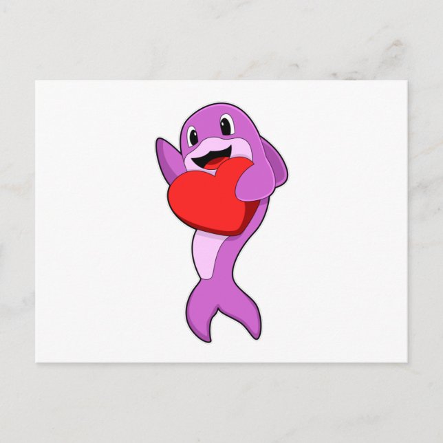 Carte Postale Dauphin avec coeur (Devant)