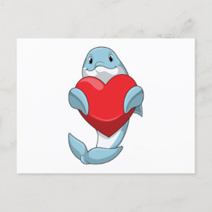 Carte Postale Dauphin avec coeur