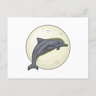 Carte Postale Dauphin avec lune