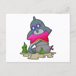 Carte Postale Dauphin avec lunettes