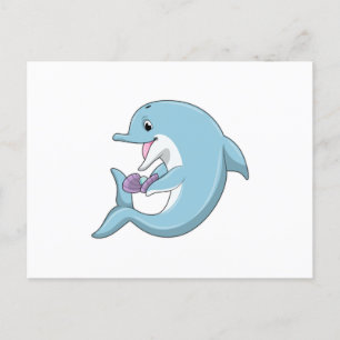 Carte Postale Dauphin avec Perle