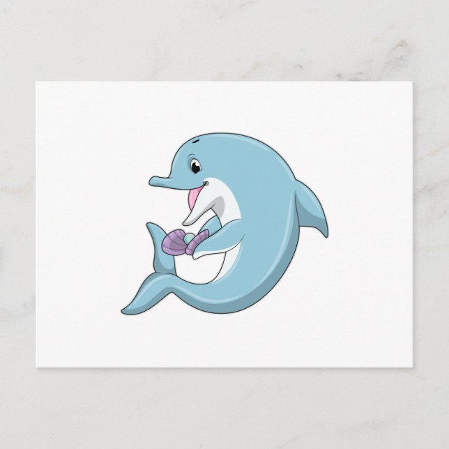 Carte Postale Dauphin avec Perle (Devant)