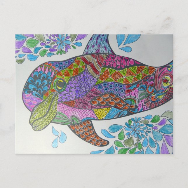 Carte Postale Dauphin coloré (Devant)