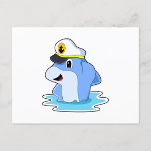Carte Postale Dauphin comme capitaine avec Casquette