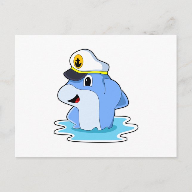Carte Postale Dauphin comme capitaine avec Casquette (Devant)