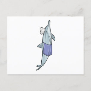 Carte Postale Dauphin cuisinier avec chapeau de chef