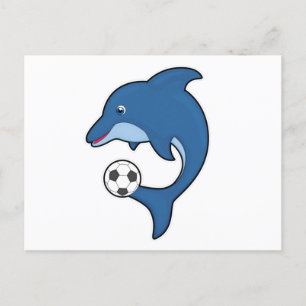 Carte Postale Dauphin en joueur de football avec ballon de footb