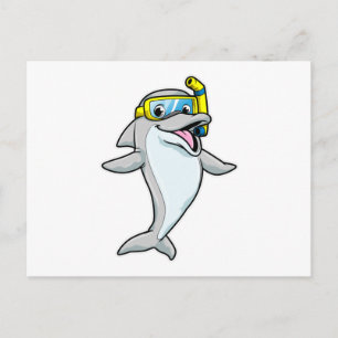 Carte Postale Dauphin en plongée avec snorkel
