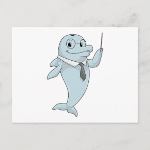 Carte Postale Dauphin enseignant avec pointeur