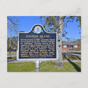 Carte Postale Dauphin Island, Alabama, signe historique