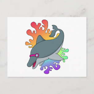 Carte Postale Dauphin nageant avec des lunettes de natation