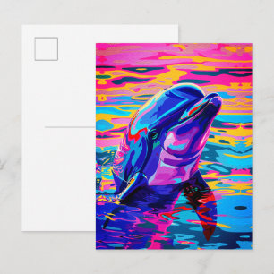 Carte Postale Dauphin vibrant – Rêve coloré de l'océan