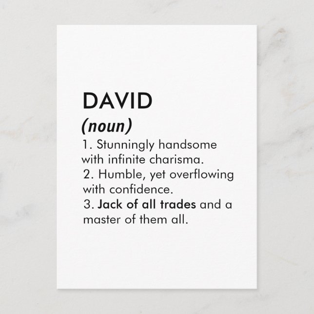Carte Postale David name, Editable name, Custom name (Devant)