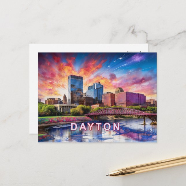 Carte Postale Dayton Abstrait Art (Devant/Arrière en situation)