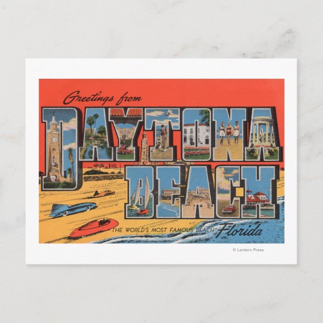 Carte Postale Daytona Beach, Floride - Grandes Lettres Scènes (Devant)