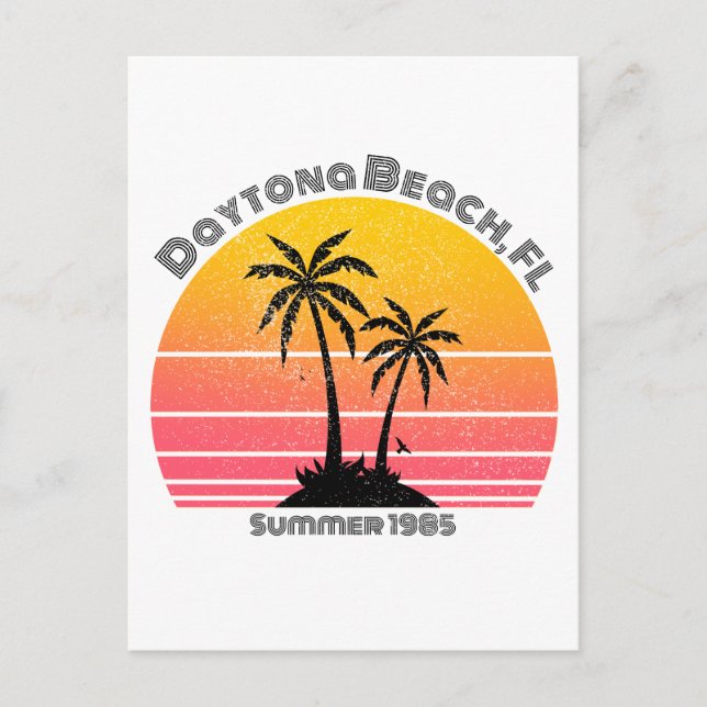 Carte Postale Daytona Beach Palms de coucher de soleil rétro (Devant)