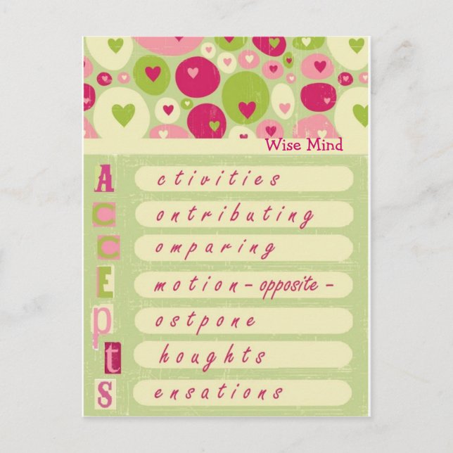 Carte Postale DBT Wise Mind "accepte" (Devant)