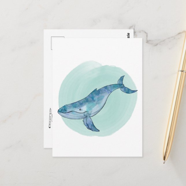 Carte postale de baleine à bosse (Devant/Arrière en situation)