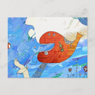 Carte postale de baleine heureuse par Krize