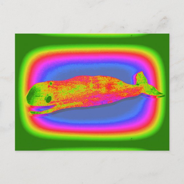 carte postale de baleine psychédélique souriante (Devant)