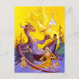 Carte postale de barbecue aux dragons
