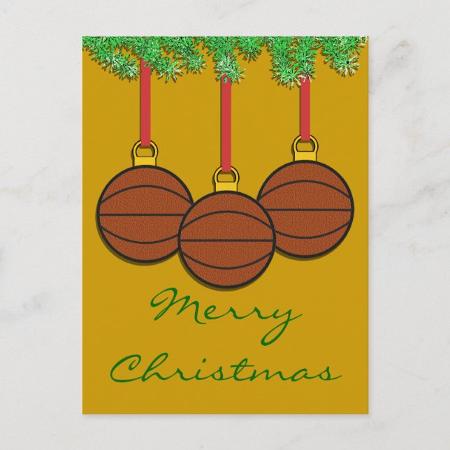 Carte postale de basket-ball de Noël (Devant)
