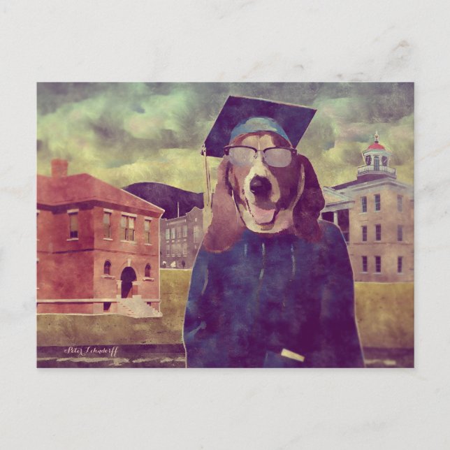 Carte postale de basset de fin d'études (Devant)