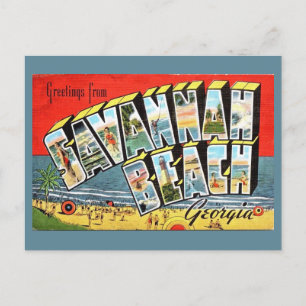Carte postale de bienvenue à Savannah Beach Georgi