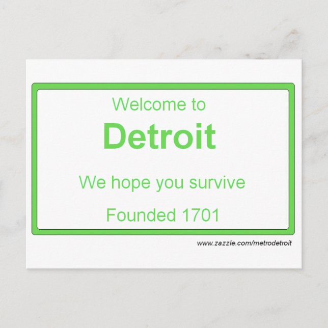 Carte postale de bienvenue de Detroit (Devant)