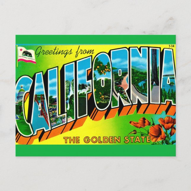 Carte postale de bienvenue en Californie (Devant)