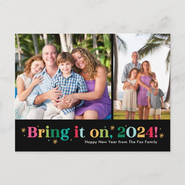 Carte postale de Bonne Année avec deux photos Brin (Devant)